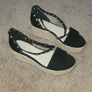 NWOT Marc Fisher Size 8 Black Studded Wedges